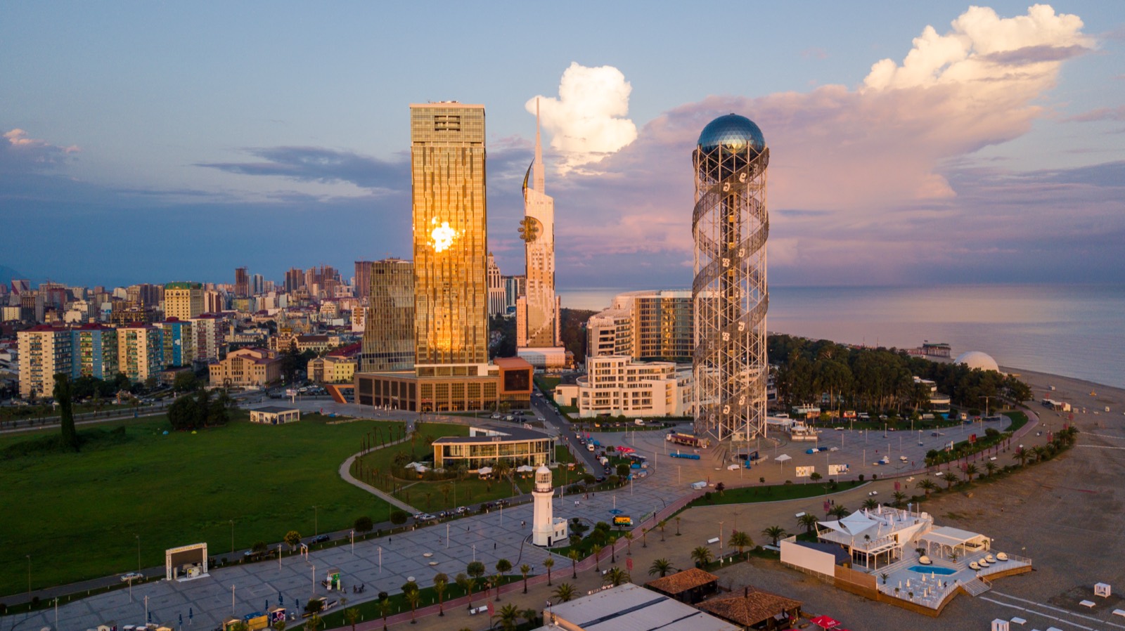 Burak Baslilar — Porta Batumi Tower, Batumi — Golden hour, with the Alphabet Tower