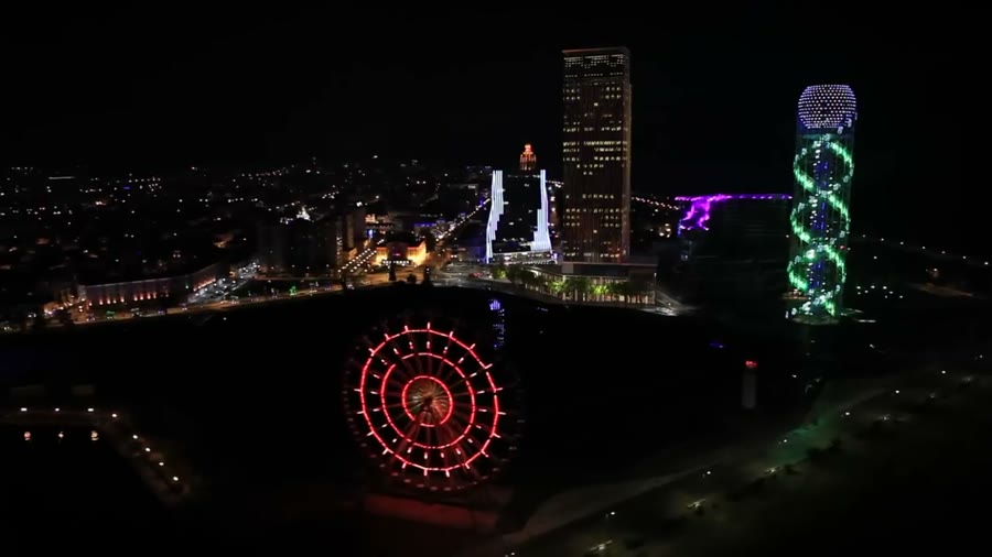 Burak Baslilar — Porta Batumi Tower, Batumi — Night, illuminated skyline
