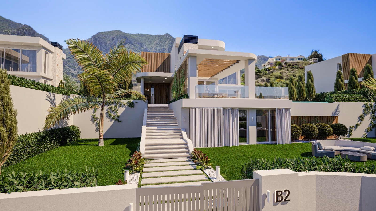 Burak Baslilar — Karmi Villas, Kyrenia — Landscaped garden and mountain view